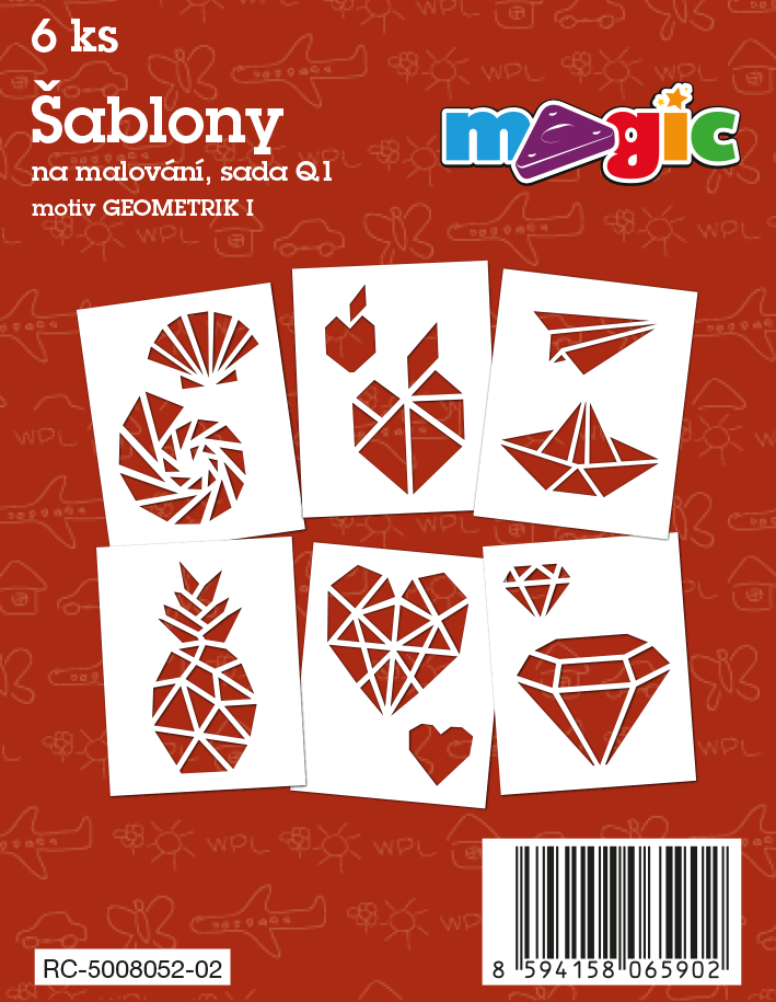 Papírové šablony MAGIC, 11 x 14cm, 6ks, sada Q1 – GEOMETRIK I