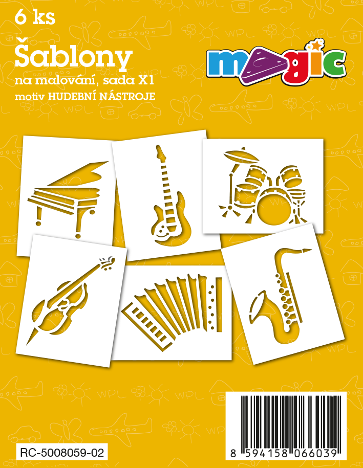 Magic Paper Stencils – Set X1: Musical Instruments